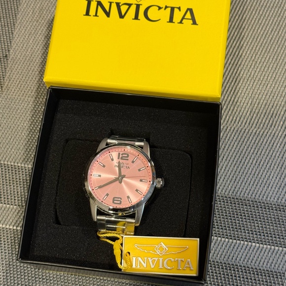 Invicta Silver Watch with Pink Dial